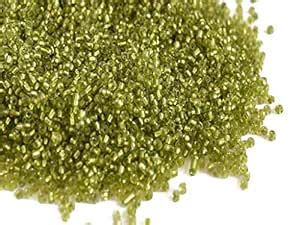 The Design Cart Silverline Peridot/Olive Green Round Rocailles/Glass ...