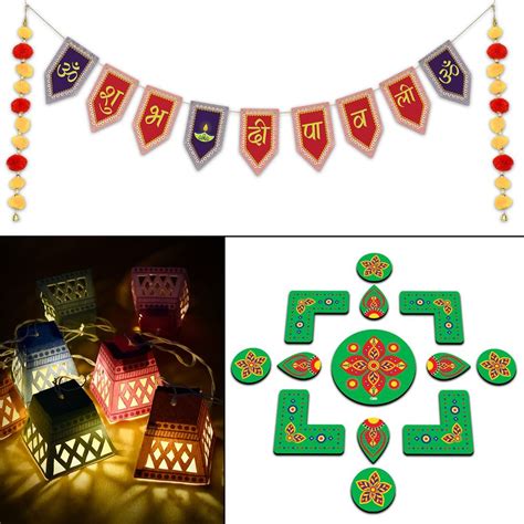 Buy Indigifts Shubh Diwali Banner, DIY Wall Hanging Lights and 13 Piece ...