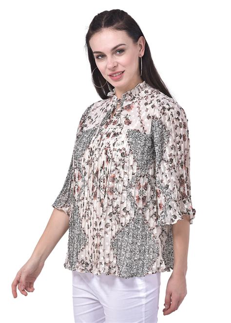 Get Abstract & Floral Printed Pintuck Top at ₹ 1300 | LBB Shop
