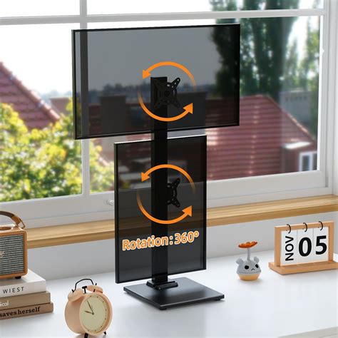 Suptek Dual Monitor Stand with Base- Vertical Stack India | Ubuy