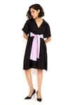 Buy Black Cotton, Poplin Bows Collared Contrast Tie Dress For Women by ...