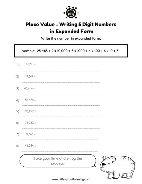 Write 5 Digit Numbers In Expanded Form | Little Sprout Art