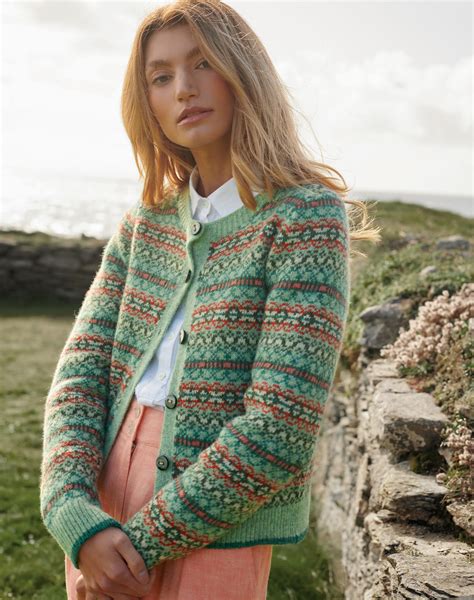 Green Wool Fair Isle Cardigan | Women's Cardigans | Brora Fashion
