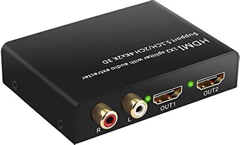 Microware 4K HDMI to HDMI Splitter 1x2 with Integrated Audio Extractor ...