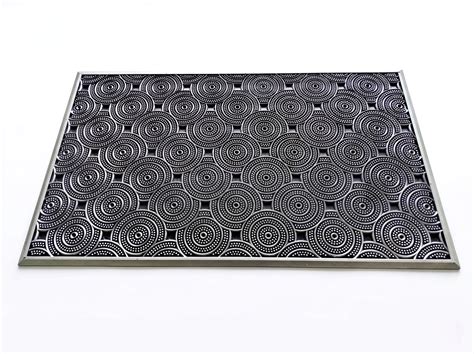 Geometric Concentric Circle Rubber Pin Mat – Silver, All-Weather | OnlyMat