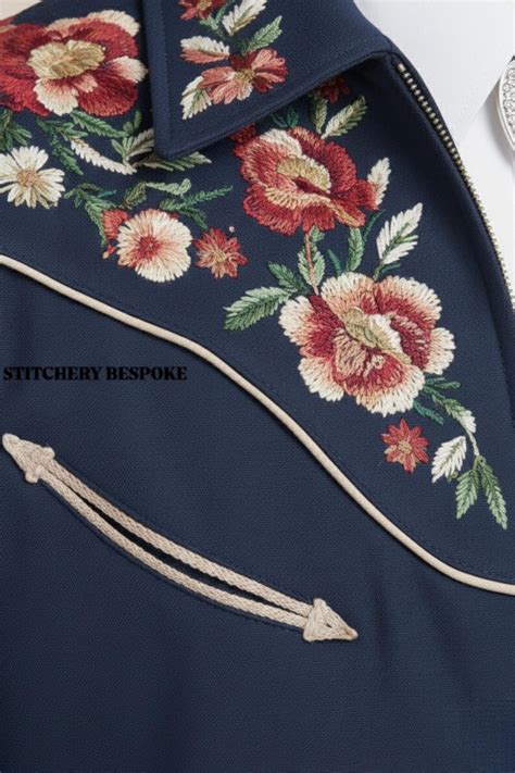 Men 2pc Navy Blue Custom Floral Horse Embroidered Country Western ...