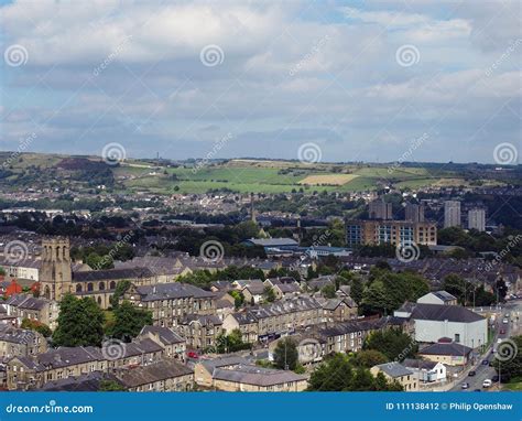 Panoramic View of Halifax in West Yorkshire with Terraced Streets ...