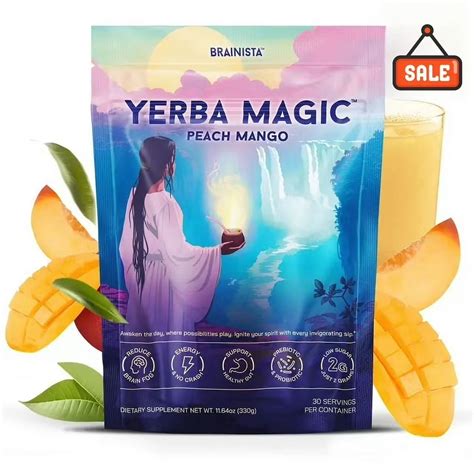 Yerba Magic Peach Mango ,Yerba Mate Instant Tea Powder, 3-in-1 Super Drink,30 Servings cups ...