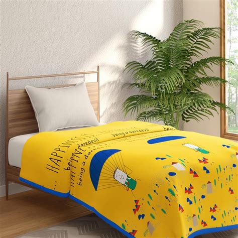 Buy PORTICO Happiness Is Yellow Printed Microfiber Single Blanket ...