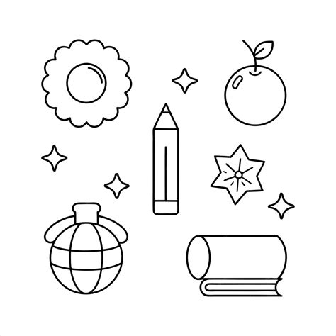 Set of educational element line art vector illustration | Premium Vector