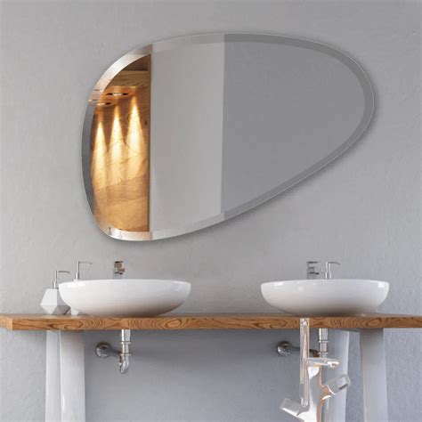 Frameless Basic Bathroom Blob Oval - Beveled Mirror with PREFIXED Stro ...