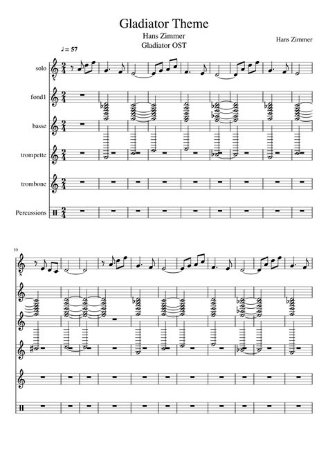 Free sheet music: Gladiator Theme- by Hans Zimmer, Play and Download any time
