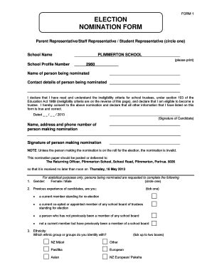 School Parliament Election Nomination Form In English - Fill Online ...