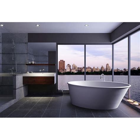 Clarke Products 36-in x 58-in White Solid Surface Oval Drop-In Soaking ...