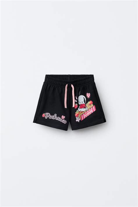 POCHACCO © SANRIO PRINT BERMUDA SHORTS - Black | ZARA India