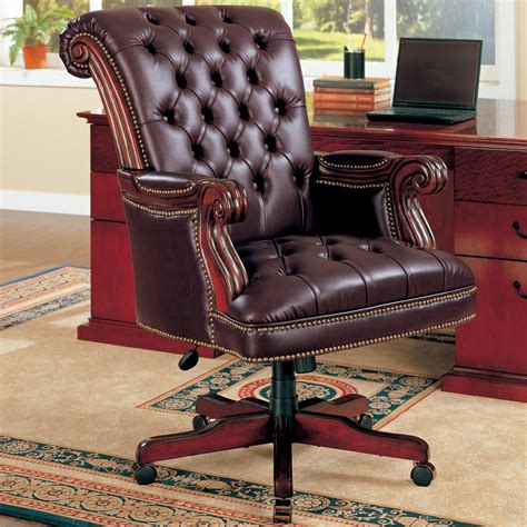 Coaster Office Chairs 800142 Traditional Leather Executive Chair | Dunk ...