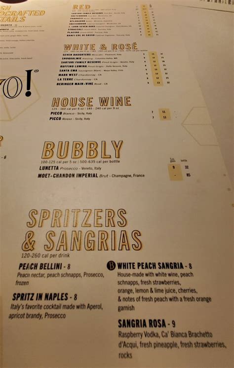 Menu at Bravo! Italian Kitchen pub & bar, Robinson Township