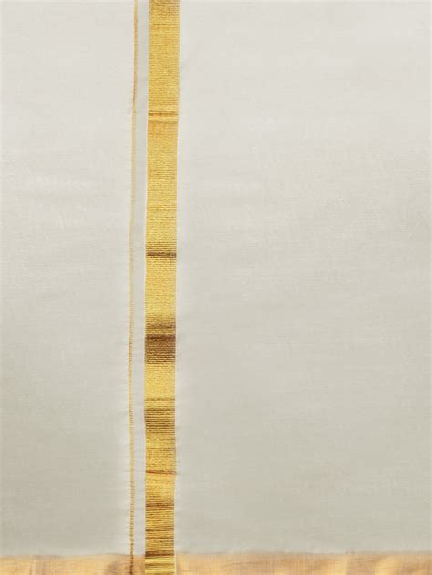 Men Kora Cotton Double Layer Cream Dhoti with 1"inch Gold Jari Border ...