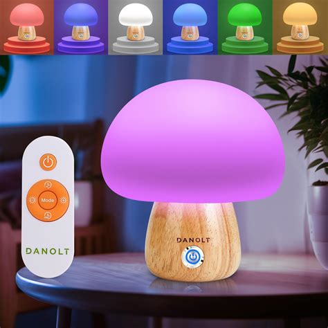 Danolt Silicone Mushroom Night Light for Kids 7 Colors Dimmable ...