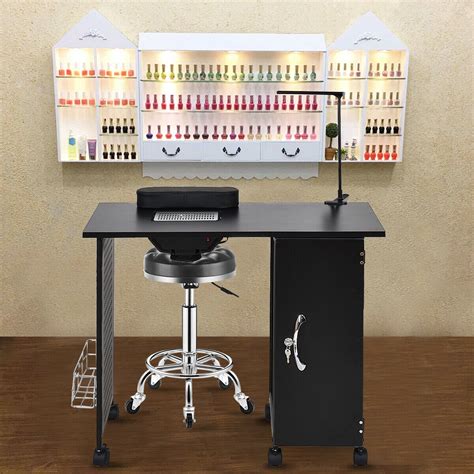 II Nail Salon Metal Manicure Table With Vent and LED Lamp - Salon ...