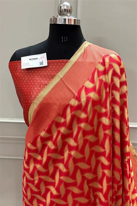 Red Resham Zari Silky Banarasi Saree – Mohsin Textiles