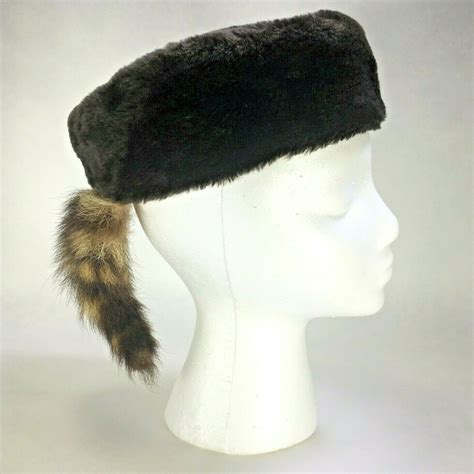 Vintage Real Raccoon Coonskin Davy Crockett Child Size Cap Hat | eBay
