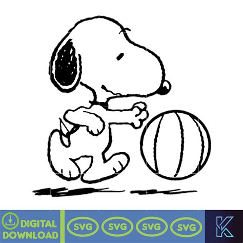 A clipart image of Snoopy sitting with a ball. #5884301