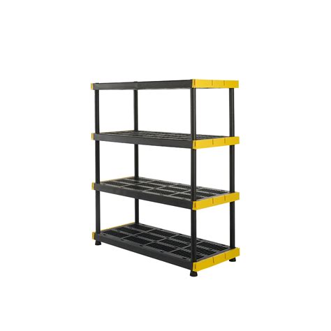 Black And Yellow 4 Tier Heavy Duty Plastic Storage Shelving ...