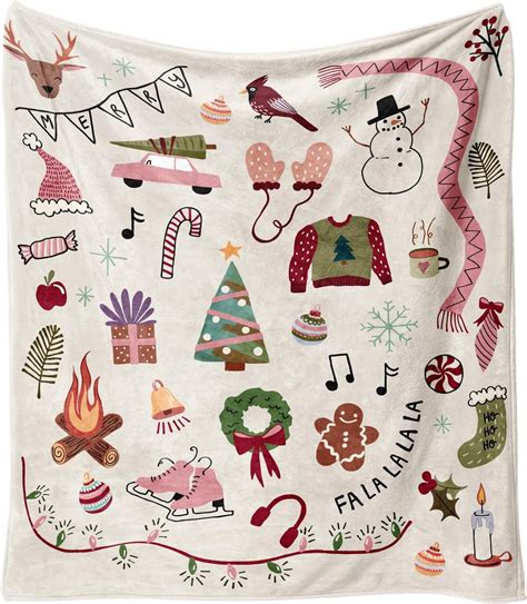 Christmas Throw Blanket 60"x50",Merry Christmas Gingerbread Snowman ...