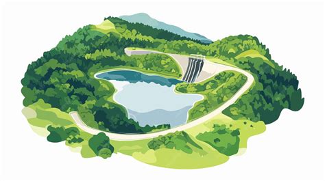 Aerial top view of hydroelectric dam industrial infrastructure and ...