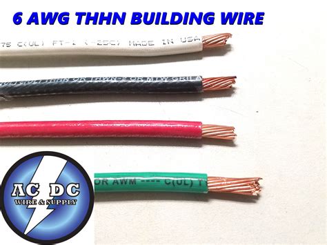 60' EA THHN THWN 6 AWG GAUGE BLACK WHITE RED COPPER WIRE + 60 6 AWG ...
