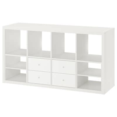 KALLAX shelving unit, with 4 drawers/with 2 shelf inserts white, 147x77 ...
