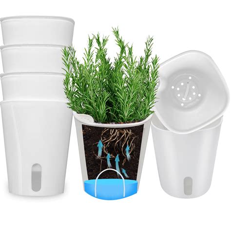 Buy SYITCUN 12.5cm Self Watering Pots,5 Sets Self Watering er Pots for ...