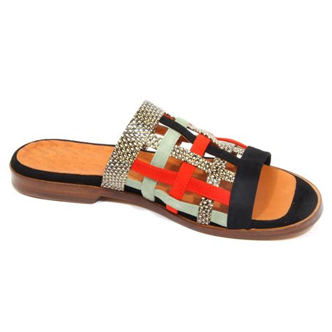 G5056 ciabatta donna CHIE MIHARA multicolor suede/leather slippers woman