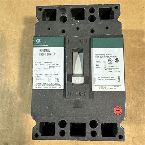 GE TEB132050 240VAC 250VDC 50Amp 3Pole Industrial Circuit Breaker – Energy Power Systems LLC
