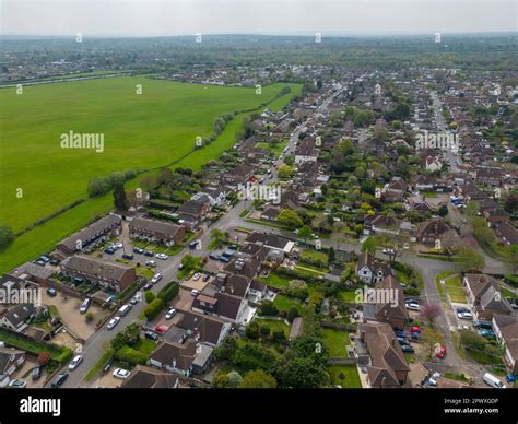 Aerial view of houses in part of Shepperton, near Queen Mary Reservoir, Surrey, UK Stock Photo ...