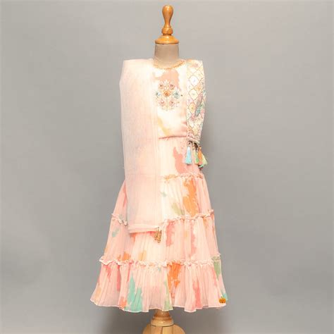 Buy Peach Girls Lehenga Choli – Mumkins