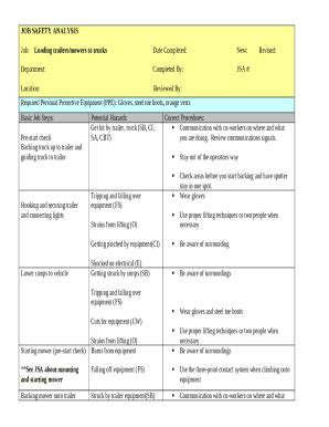 JOB SAFETY ANALYSIS - CIRSA Doc Template | pdfFiller