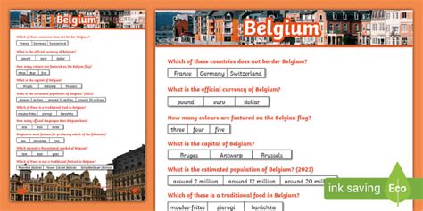 Belgium Paper Quiz (teacher made) - Twinkl