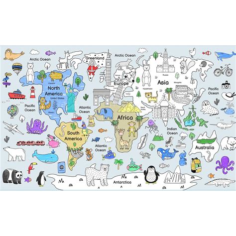Buy Giant World Map Coloring Poster for Kids - 54 x 33 Inch Jumbo Paper ...