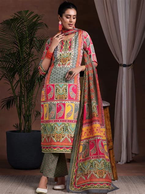 Buy Multi Printed Poly Crepe Straight Suit With Dupatta Online at Rs ...