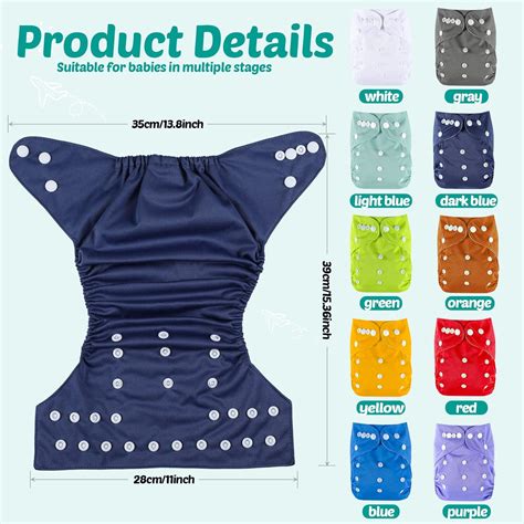 Buy 10 Pack Reusable Baby Cloth Diapers Bulk Newborn Adjustable ...