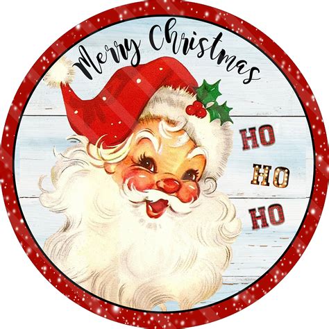 Retro Santa Printable Round Digital Download Christmas - Etsy India
