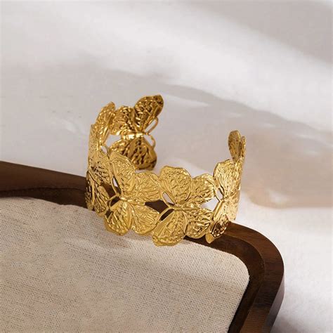 Buy Gold Plated Anti Tarnish Stainless Steel Butterfly Themed Cuff ...