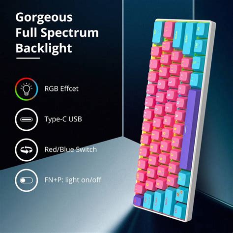 SURMEN Mechanische Gaming Tastatur 60 Prozent,61 Tasten kompakte ...