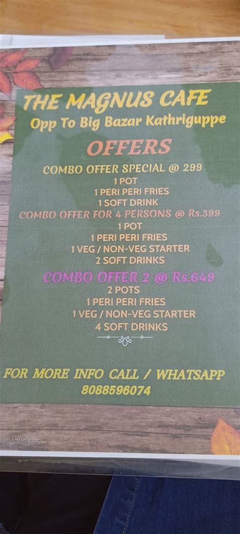 Menu at THE MAGNUS CAFE, Bengaluru