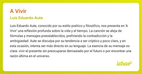 Significado de la canción A VIVIR (Luis Eduardo Aute) - LETRAS.COM