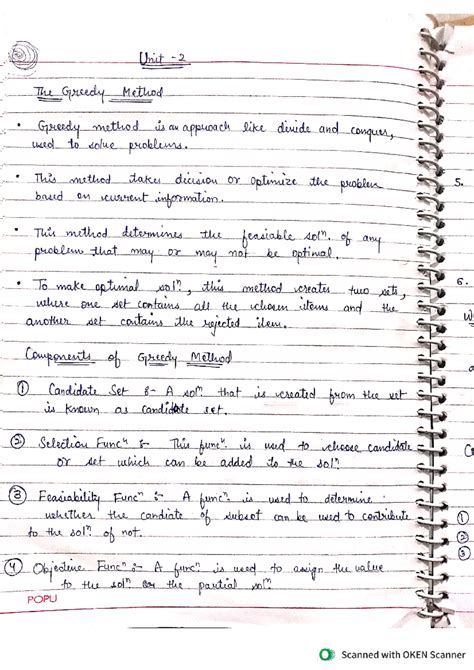 ADA Unit 2 Study Notes and Key Concepts - Unit 2 The Greedy Method ...