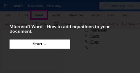 Image result for Add Equation in Word