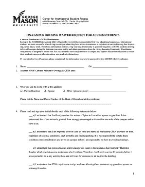 Fillable Online cisa gmu Housing waiver form - Center for International ...